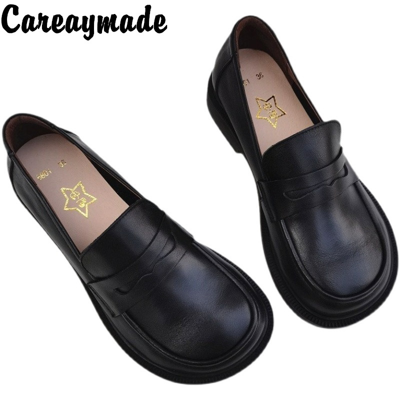Leather Work Heels - Careaymade-Women's Casual Shoes Slip on Oxford