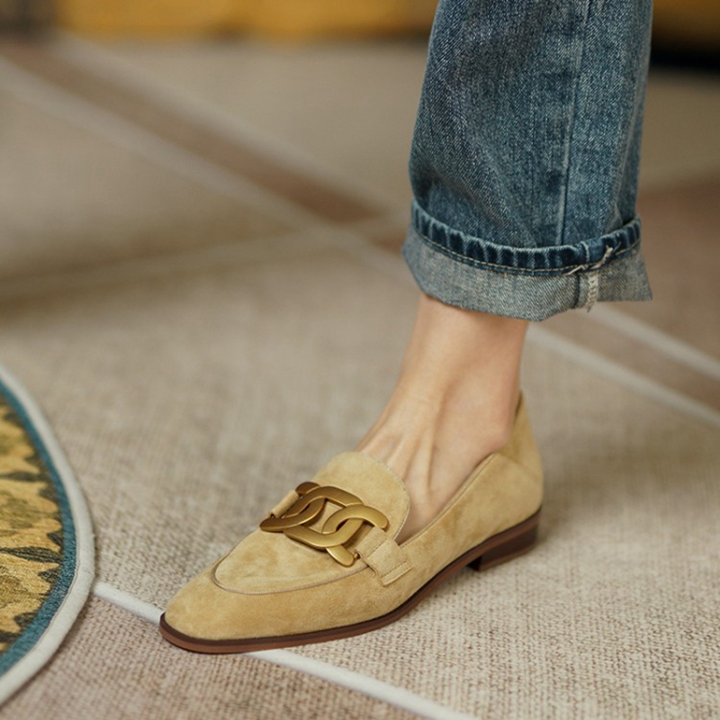 Leather Work Heels - Suede Leather Women Loafers Spring/Autumn Low