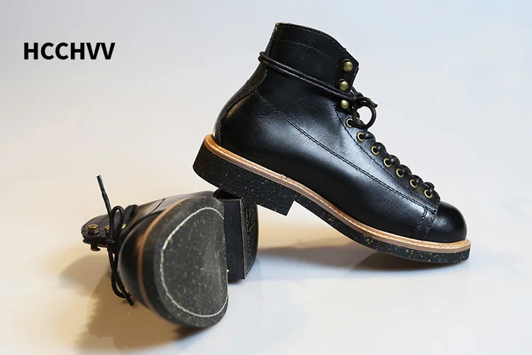 Men's Round Head Locomotive Wo - Leather Work Women Shoes 评论和价格