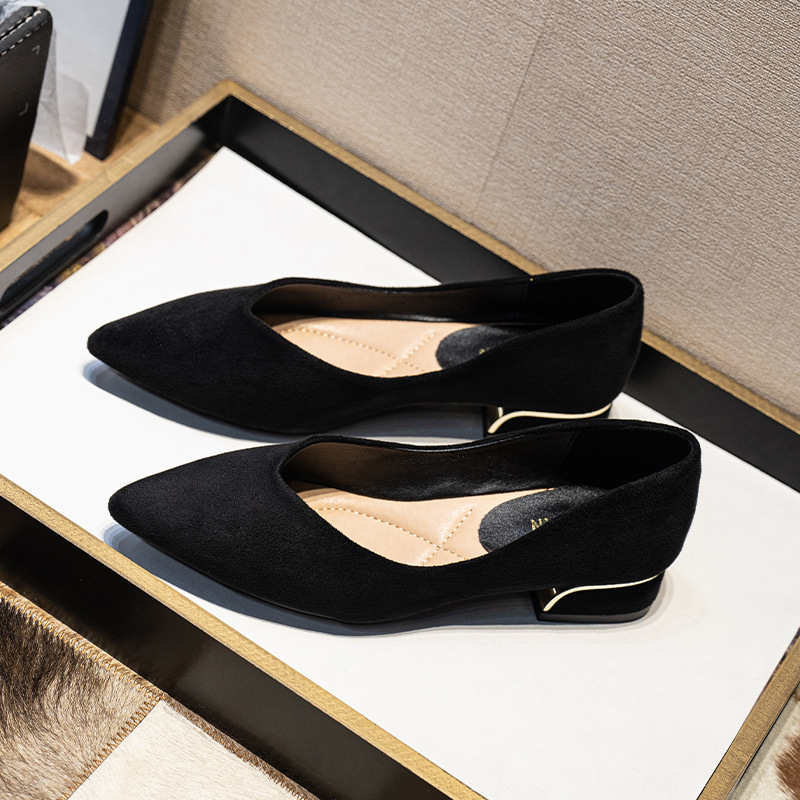Women's Pointed Toe Simple Chu - Leather Work Heels 评论和价格