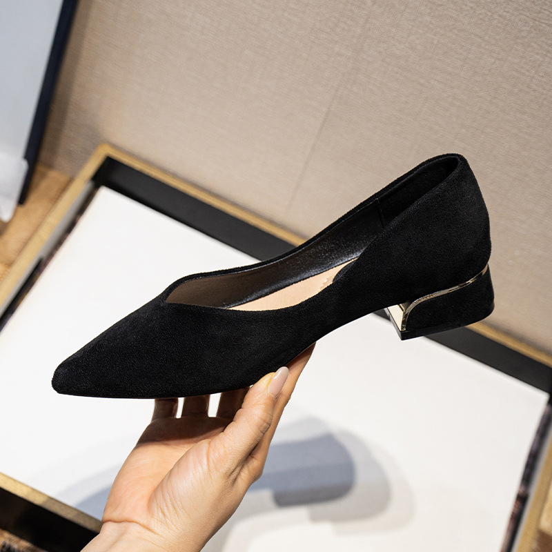 Women's Pointed Toe Simple Chu - Leather Work Heels 评论和价格