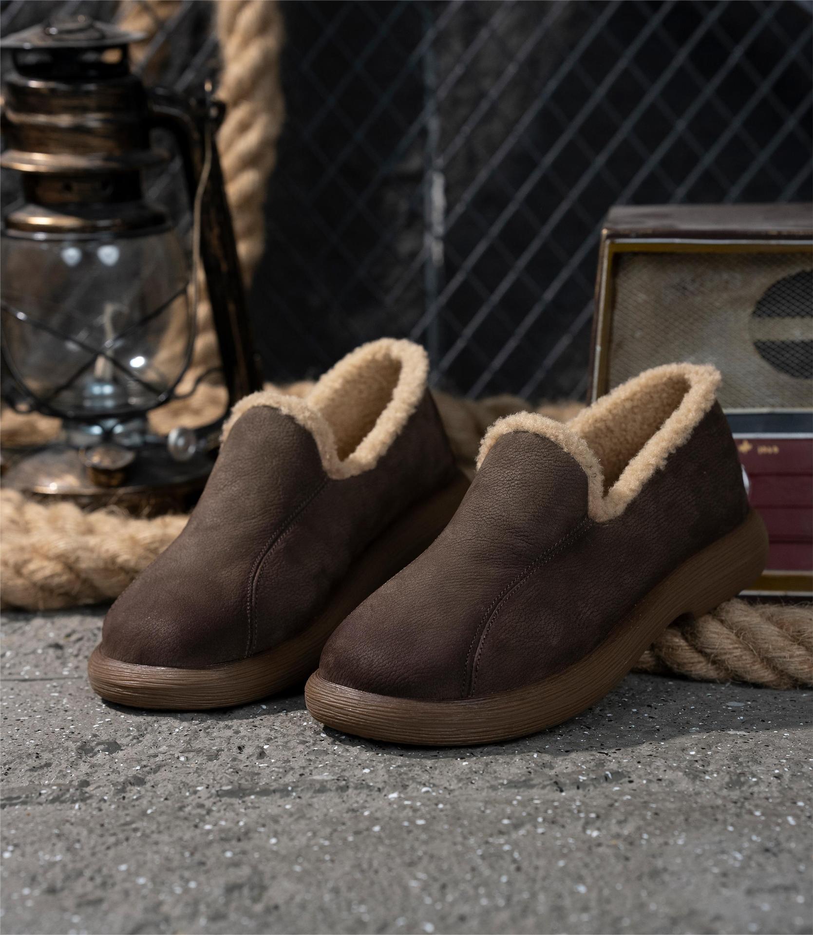 LIHUAMAO warm fur lining Brown - Leather Work Women Shoes 评论和价格