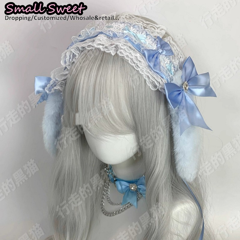 Goth Bunny Ear Bow Hair Bands  - Leatherwork Rings 评论和价格