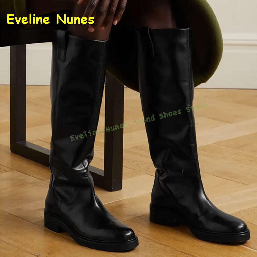 Black Leather Knee High Riding - Leather Work Women Shoes 评论和价格