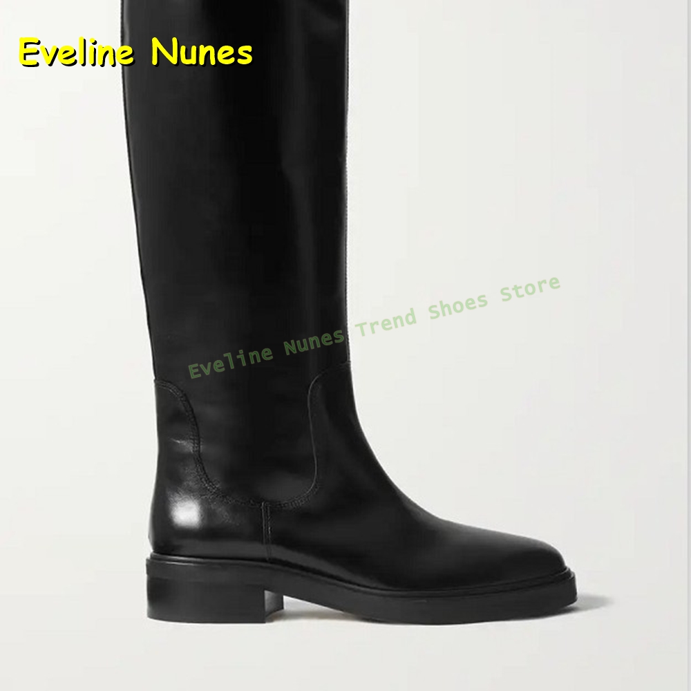 Black Leather Knee High Riding - Leather Work Women Shoes 评论和价格