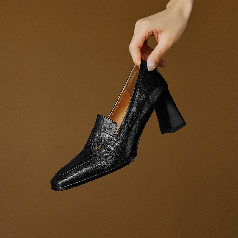 LIHUAMAO Brown cow leather loa - Leather Work Women Shoes 评论和价格