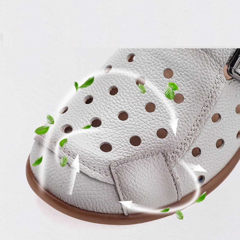 New Cow Leather Low Heel Sanda - Leather Work Heels 评论和价格