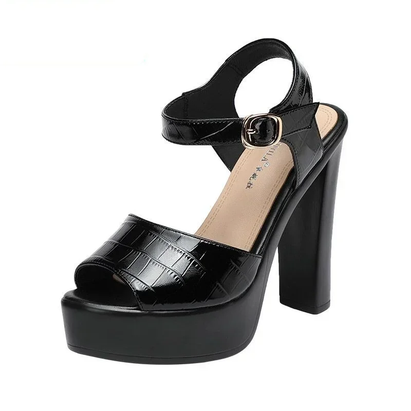 10cm 13cm Fashion Genuine Leat - Leather Work Heels 评论和价格