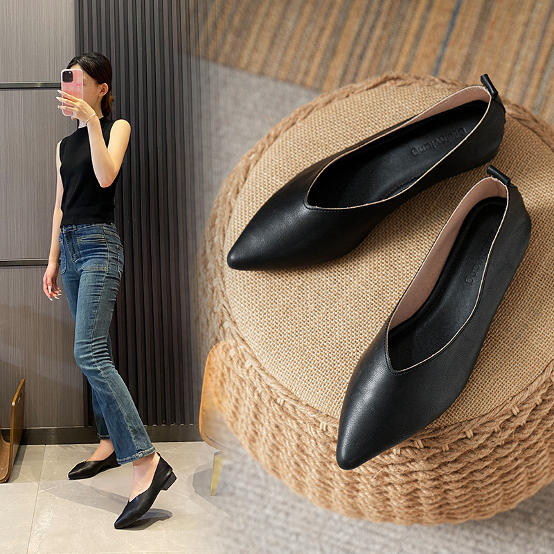 Spring and Autumn Fashion New  - Leather Work Heels 评论和价格