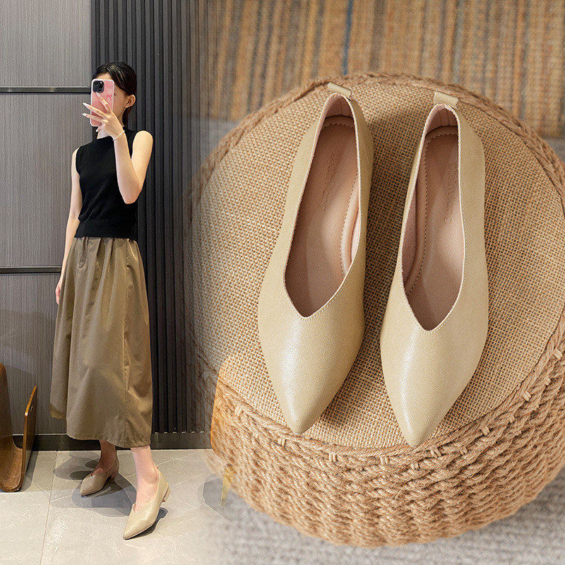Spring and Autumn Fashion New  - Leather Work Heels 评论和价格